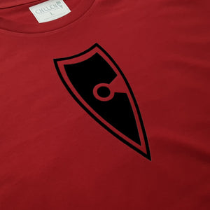 mens red black stylish defiant t-shirt tee logo chllen lifestyle wear