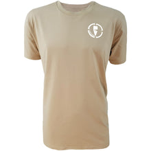 Load image into Gallery viewer, mens tan white tee shirt chllen lifestyle wear inbound front