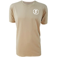 Load image into Gallery viewer, mens tan white tee shirt chllen lifestyle wear inbound front