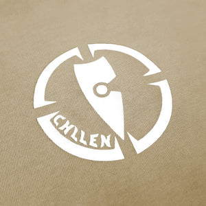 mens tan white tee shirt chllen lifestyle wear inbound logo